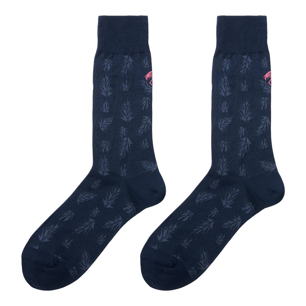 ビジネスソックス　ボタニカル柄 SXX095 ダークネービー