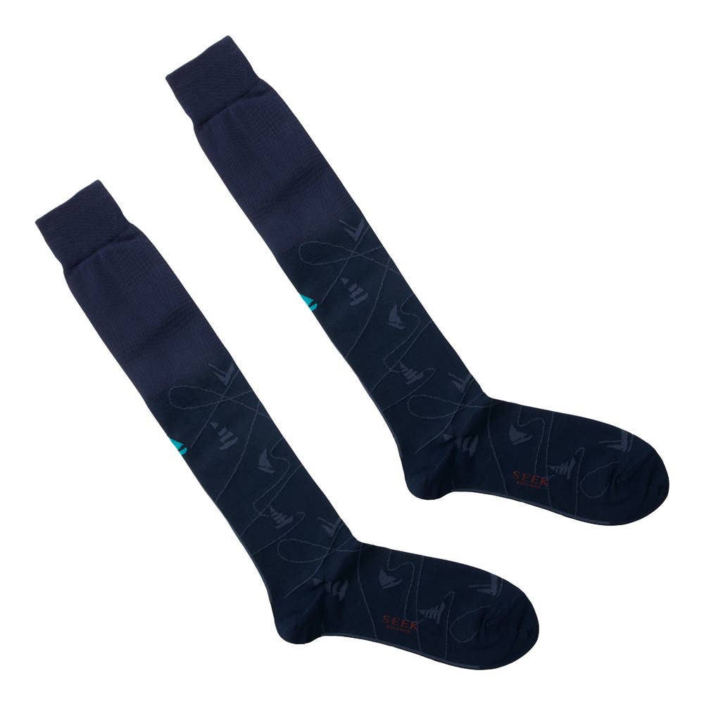 ロングホーズソックス　ヨット柄 SXX196 ダークネービー