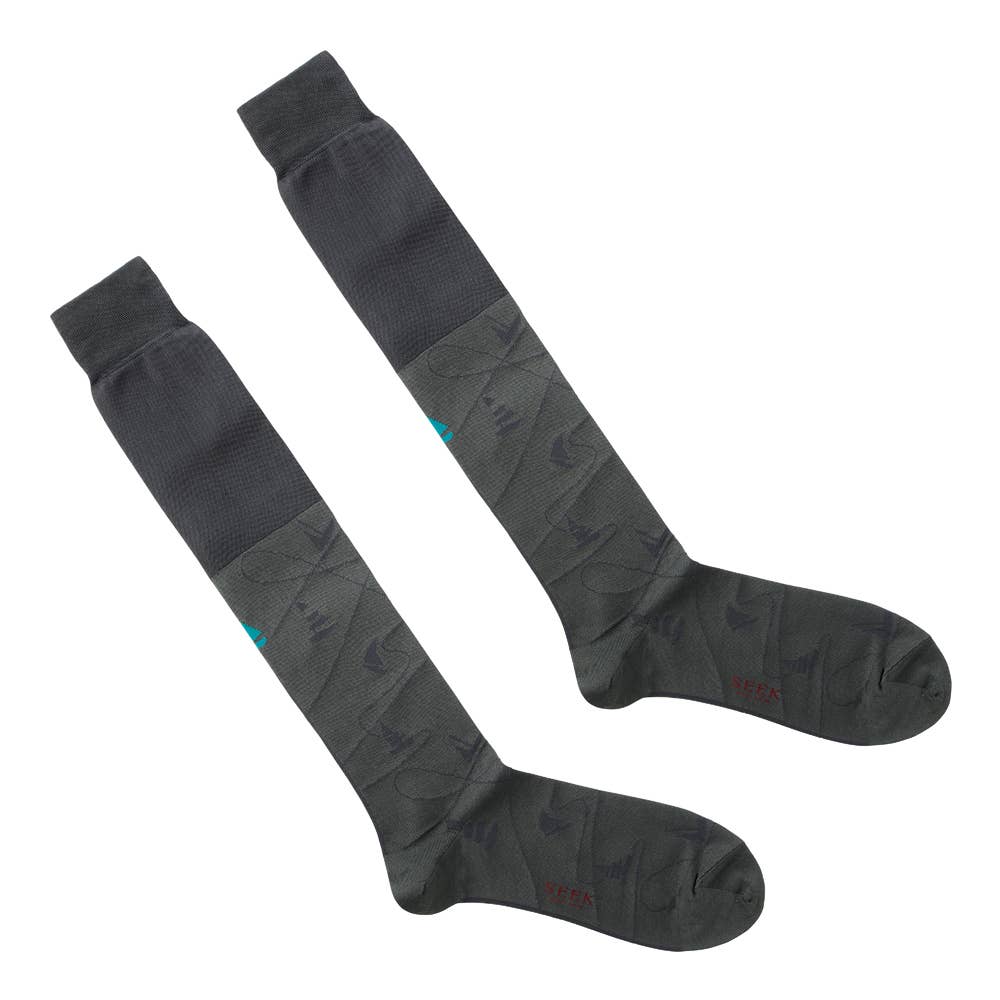 ロングホーズソックス　ヨット柄 SXX196 チャコールグレー