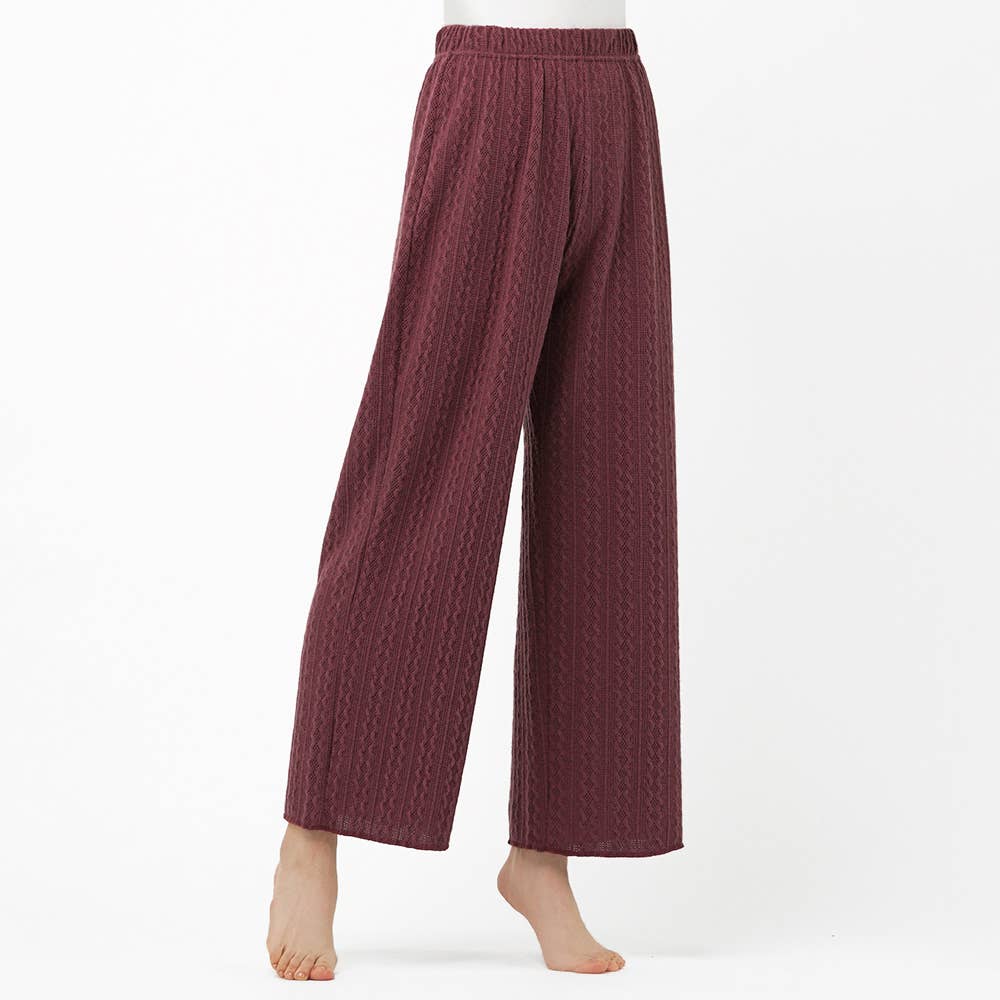 [Trend] Knit Cable Wide Pants [SALE] THF38G Wine