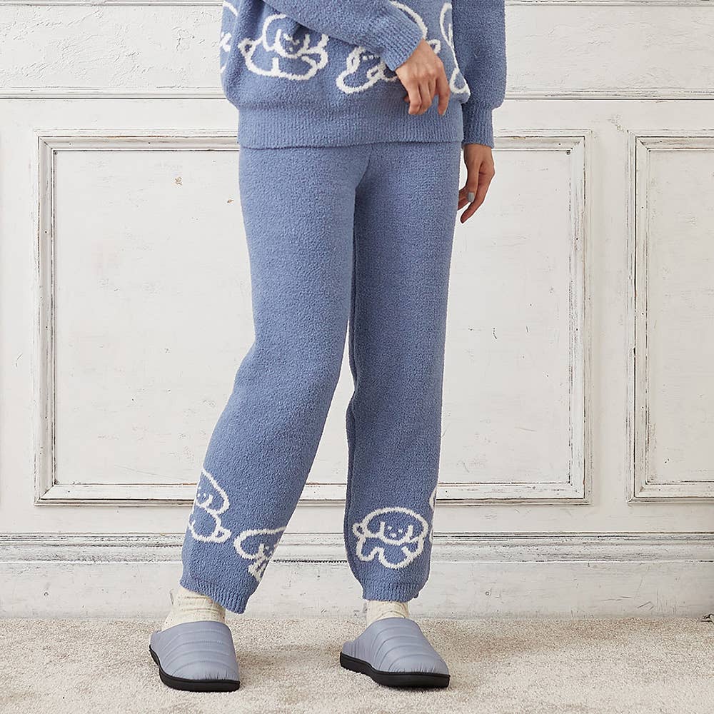 【てらおかなつみコラボ】裾ぐるりたれみみ犬ルームウェアパンツ【SALE】 THF72P スモークブルー