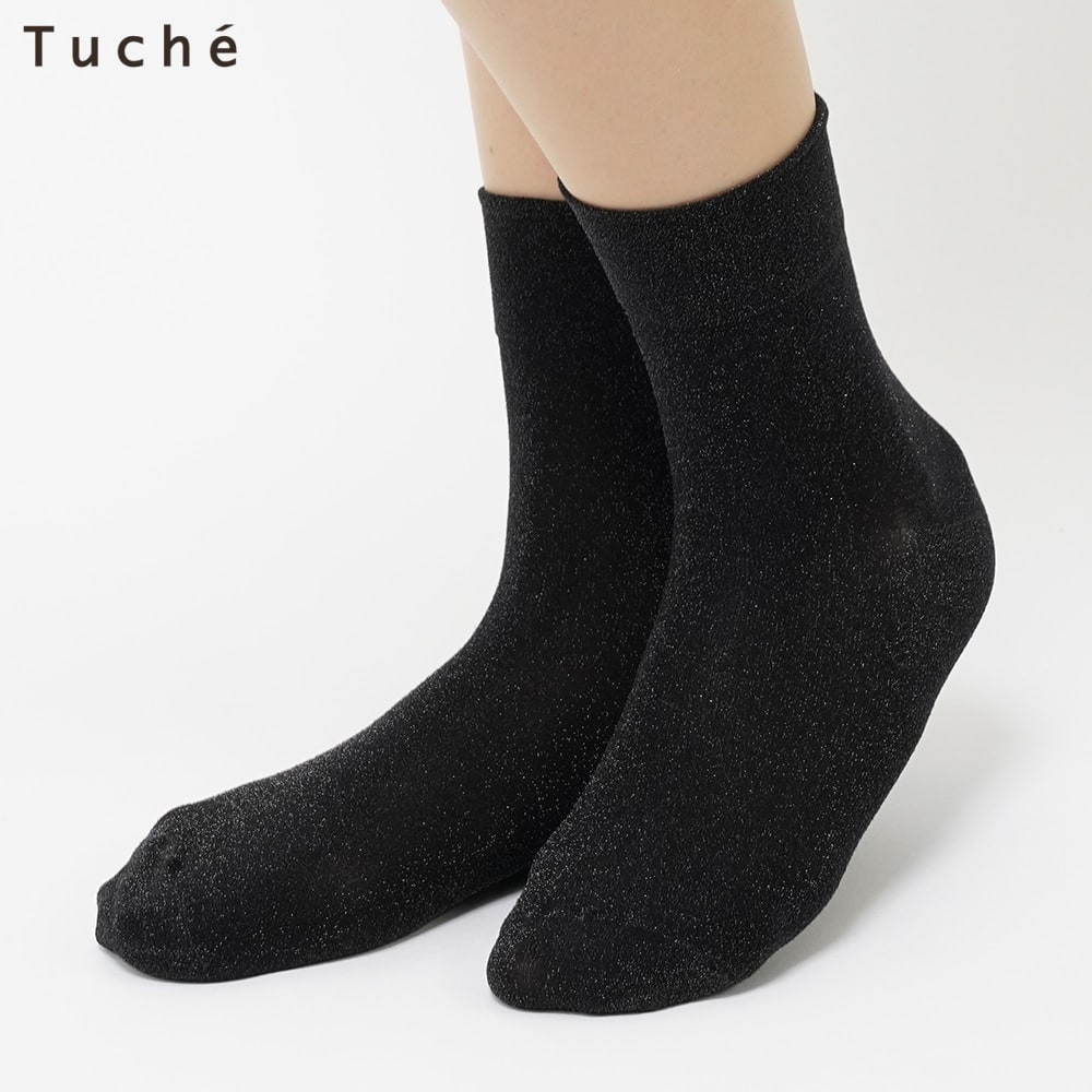 ＜GUNZE グンゼ＞ 10%OFF！Tuche(トゥシェ) ソックス（ラメ）（レディース）【SALE】 ブラック 22-25