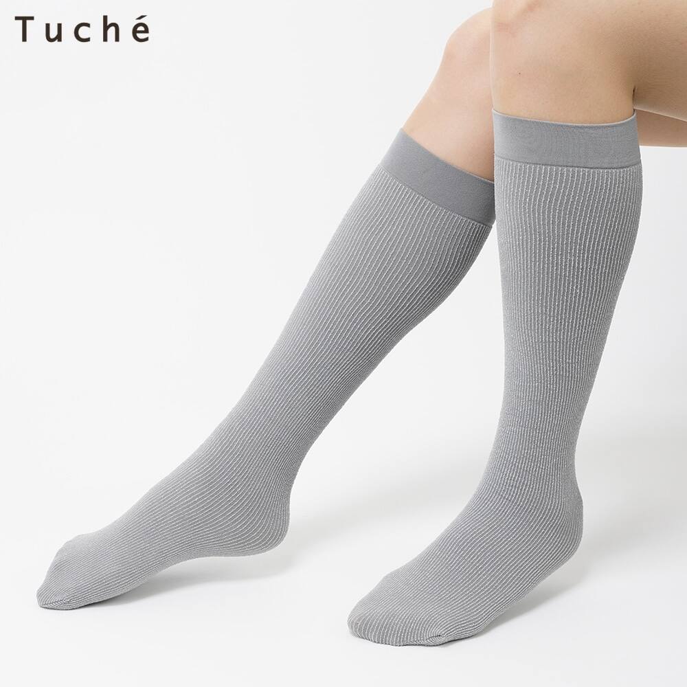 ＜GUNZE グンゼ＞ 20%OFF！Tuche(トゥシェ) 3WAYハイソックス丈（シアーラメ）（レディース）【SALE】 グレージュ 22-25