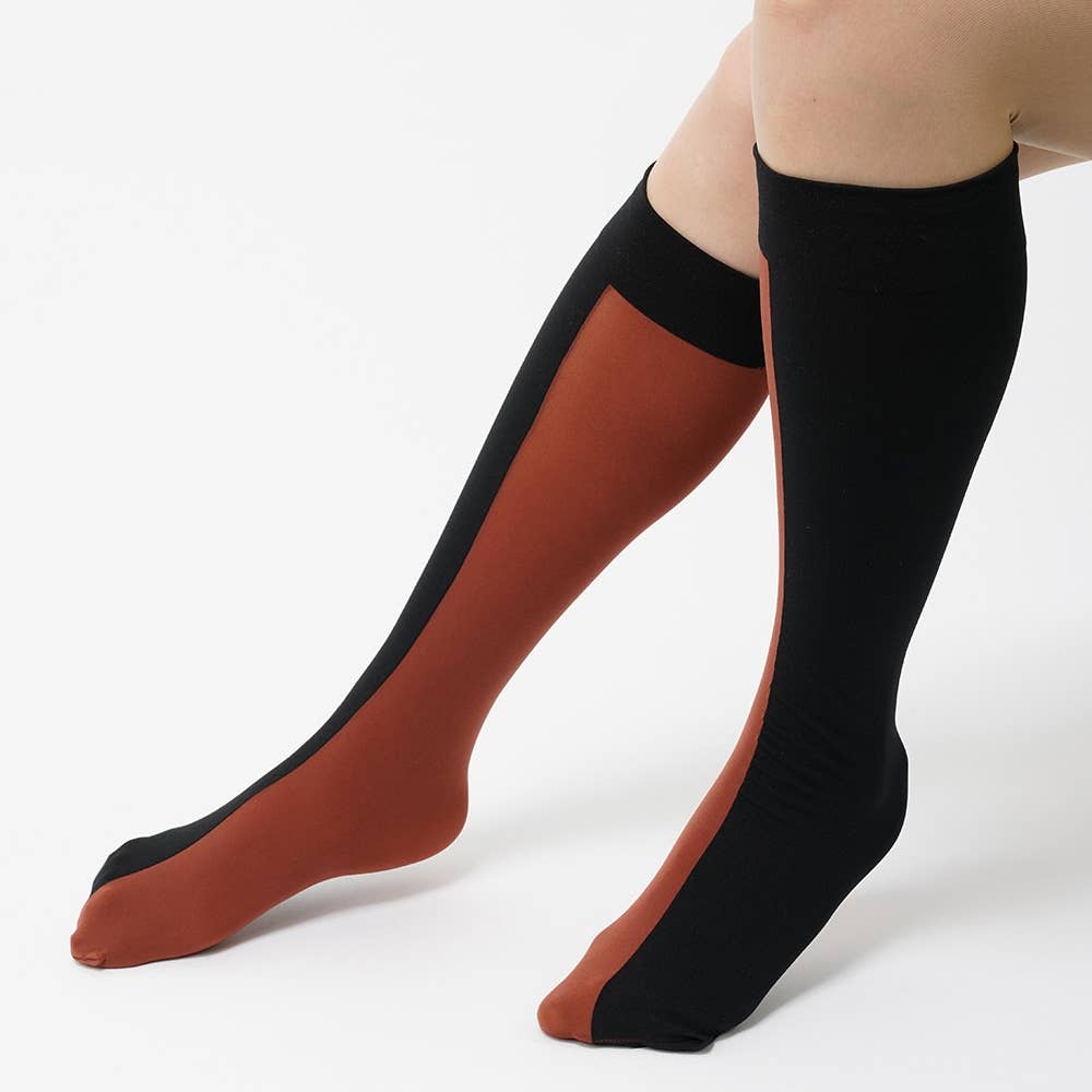 3WAYハイソックス丈(バイカラーシアー)【SALE】 THS231 ショコラブラウン