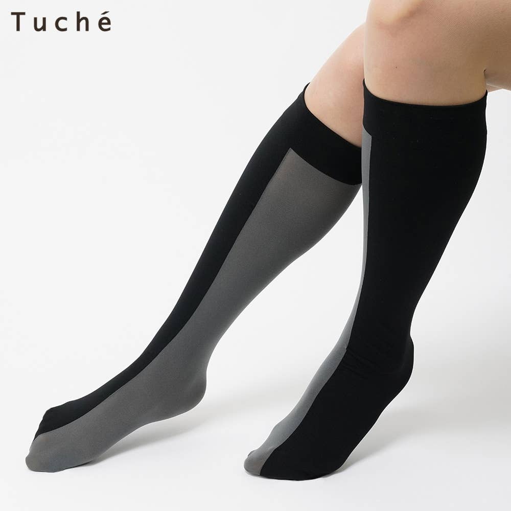  20%OFF！Tuche(トゥシェ) 3WAYハイソックス丈（バイカラーシアー）（レディース）【SALE】 ショコラブラウン 22-25