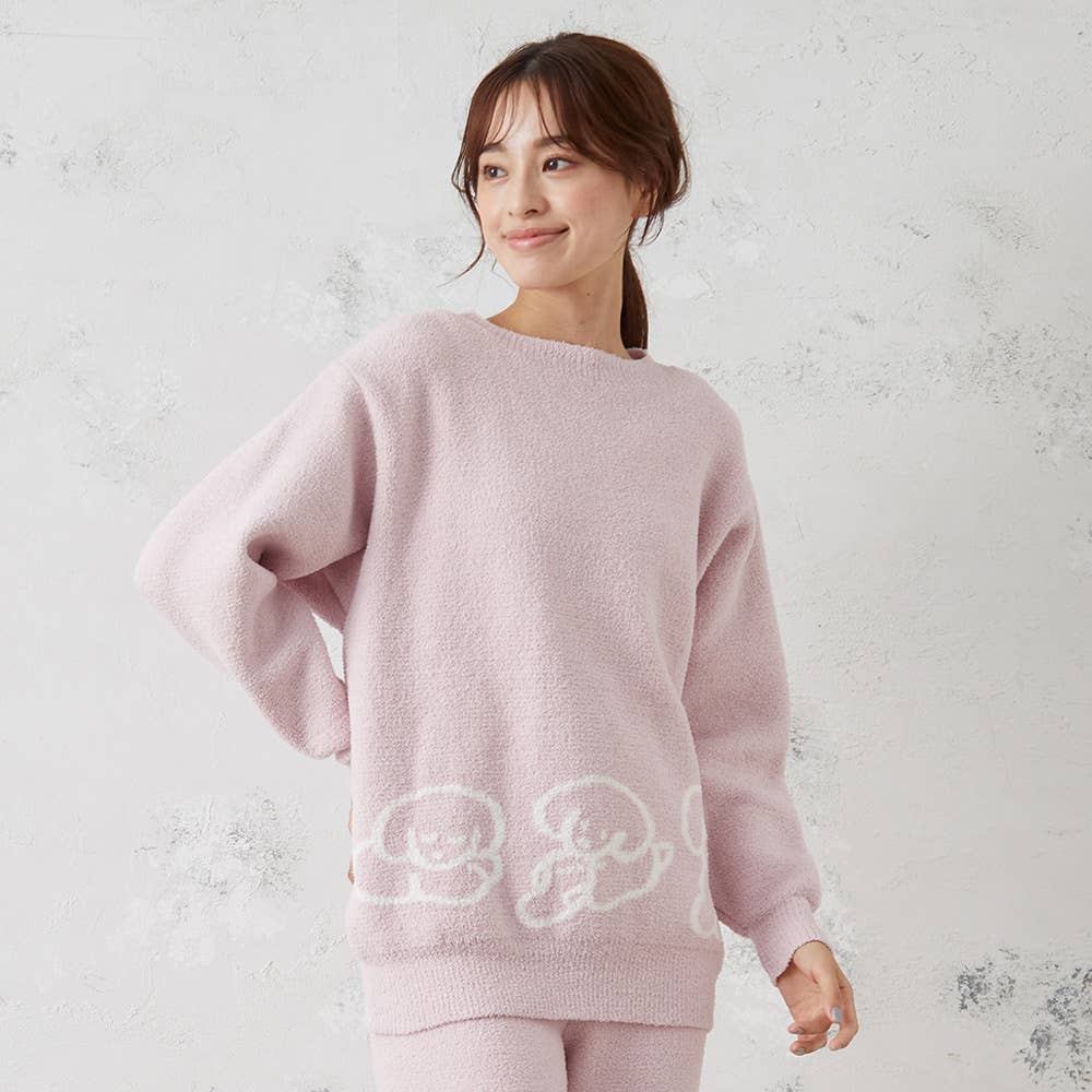 【てらおかなつみコラボ】裾ぐるりたれみみ犬ルームウェアトップス【SALE】 THT72P ピンク