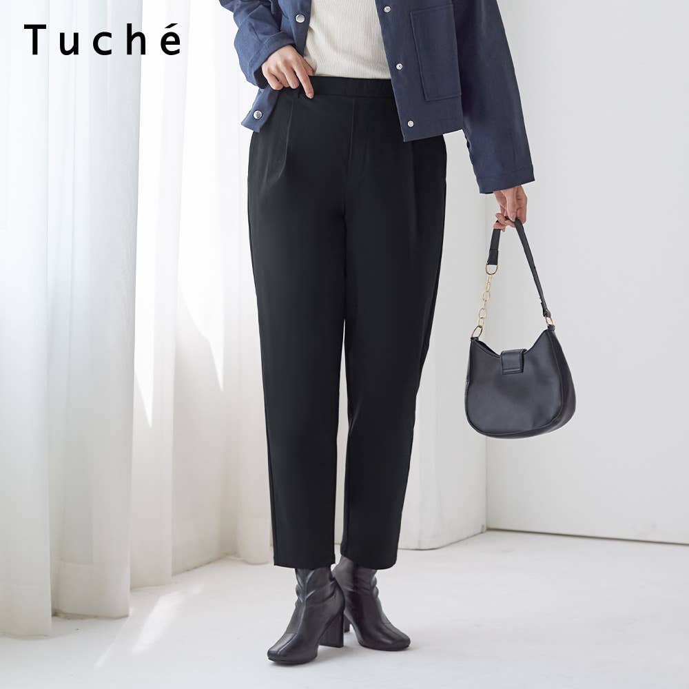 裏微起毛 マットレーヨン混 テーパードパンツ