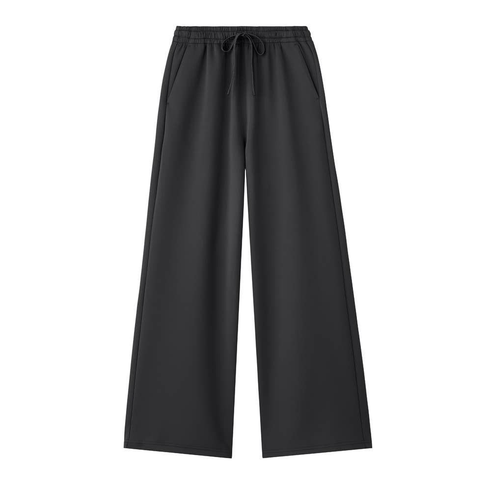 ダンボールニット 2WAYストレッチ ワイドパンツ TZ163K ブラック