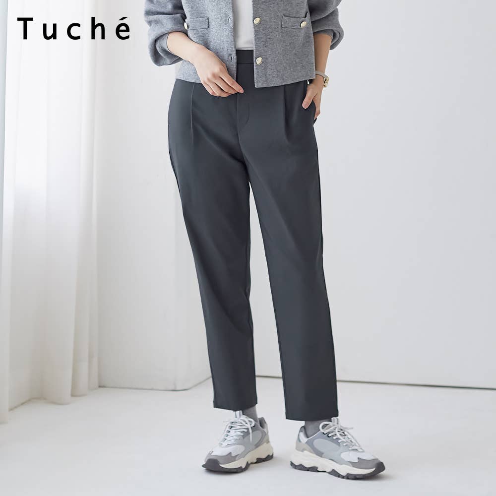マットレーヨン混 テーパードパンツ