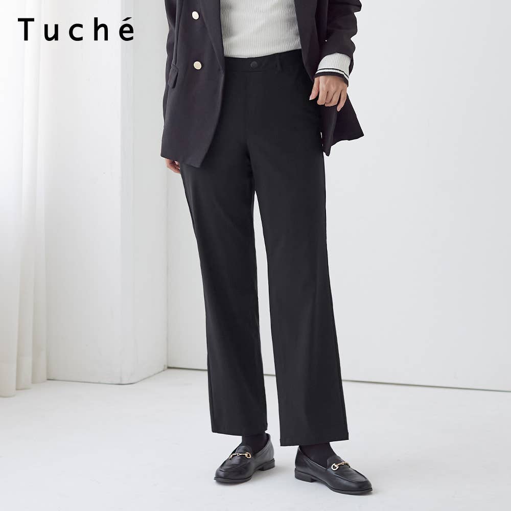 マットレーヨン混 ストレートパンツ