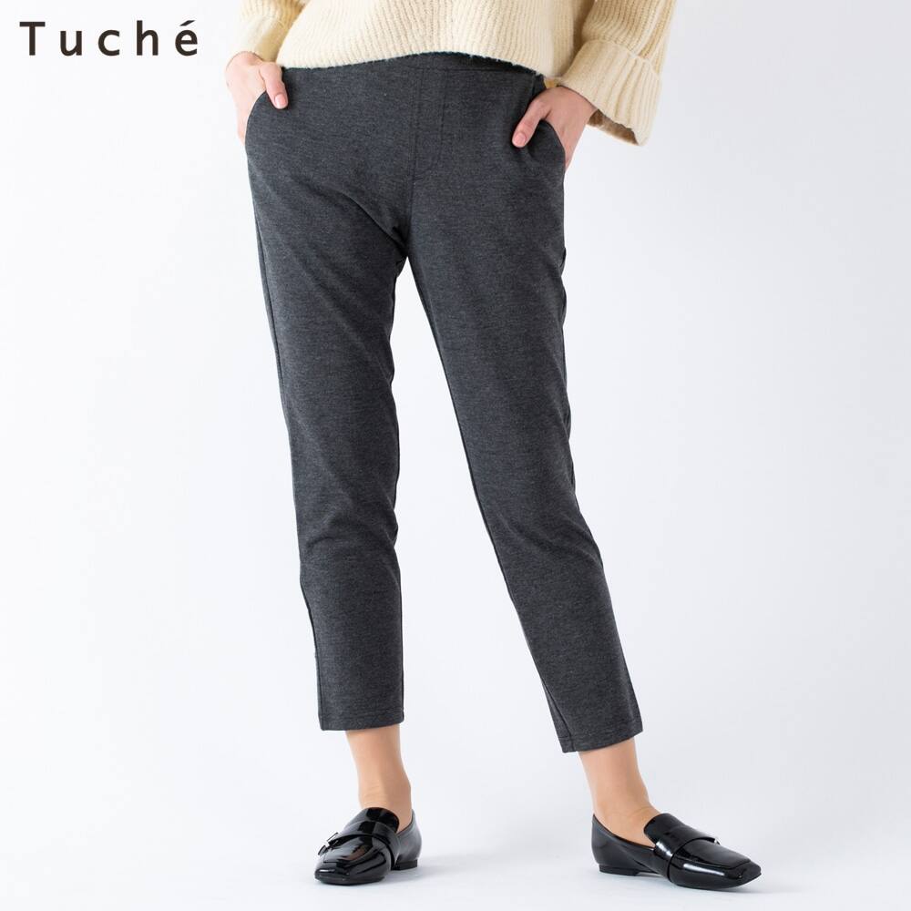 ＜GUNZE グンゼ＞ 30%OFF！Tuche(トゥシェ) ウールタッチテーパードパンツ（無地）（レディース）【SALE】 グレー L