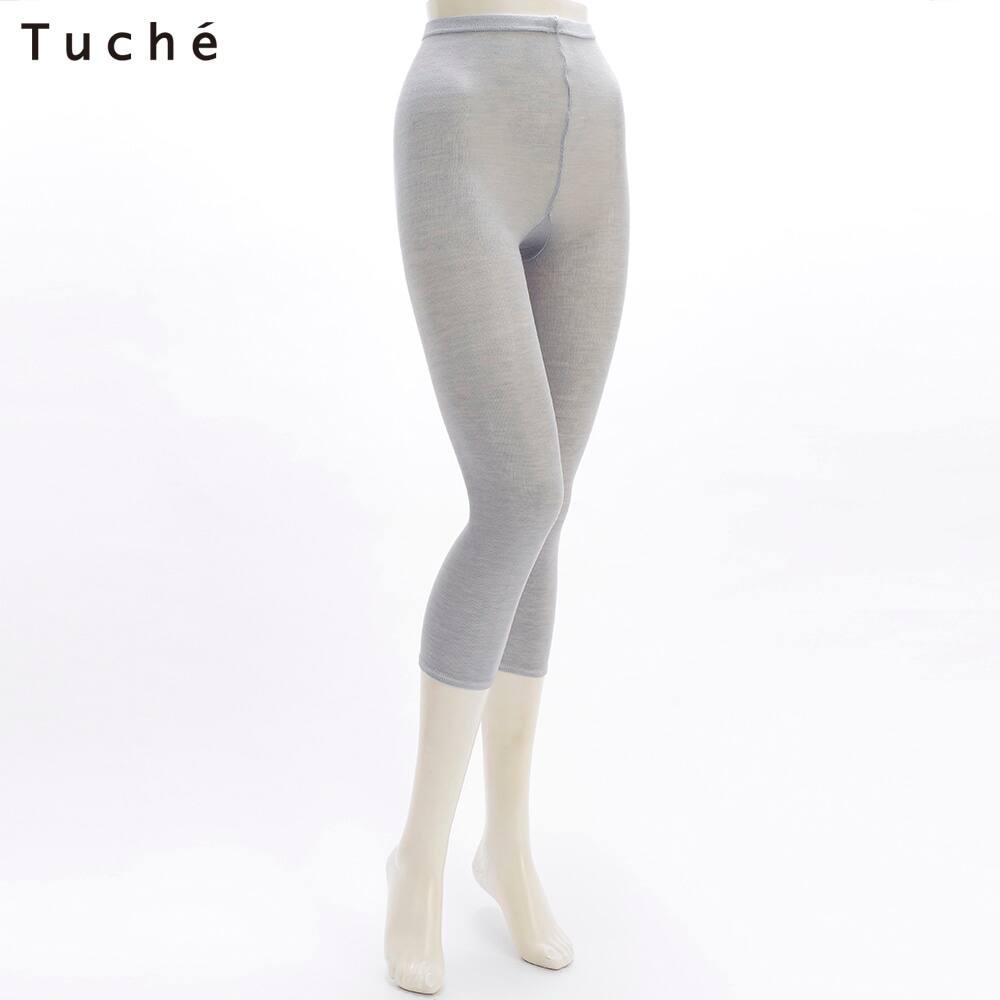 ＜GUNZE グンゼ＞ 10%OFF！Tuche(トゥシェ) レギンス10分丈（ストライプメッシュ）（レディース）【SALE】 グレー M-L