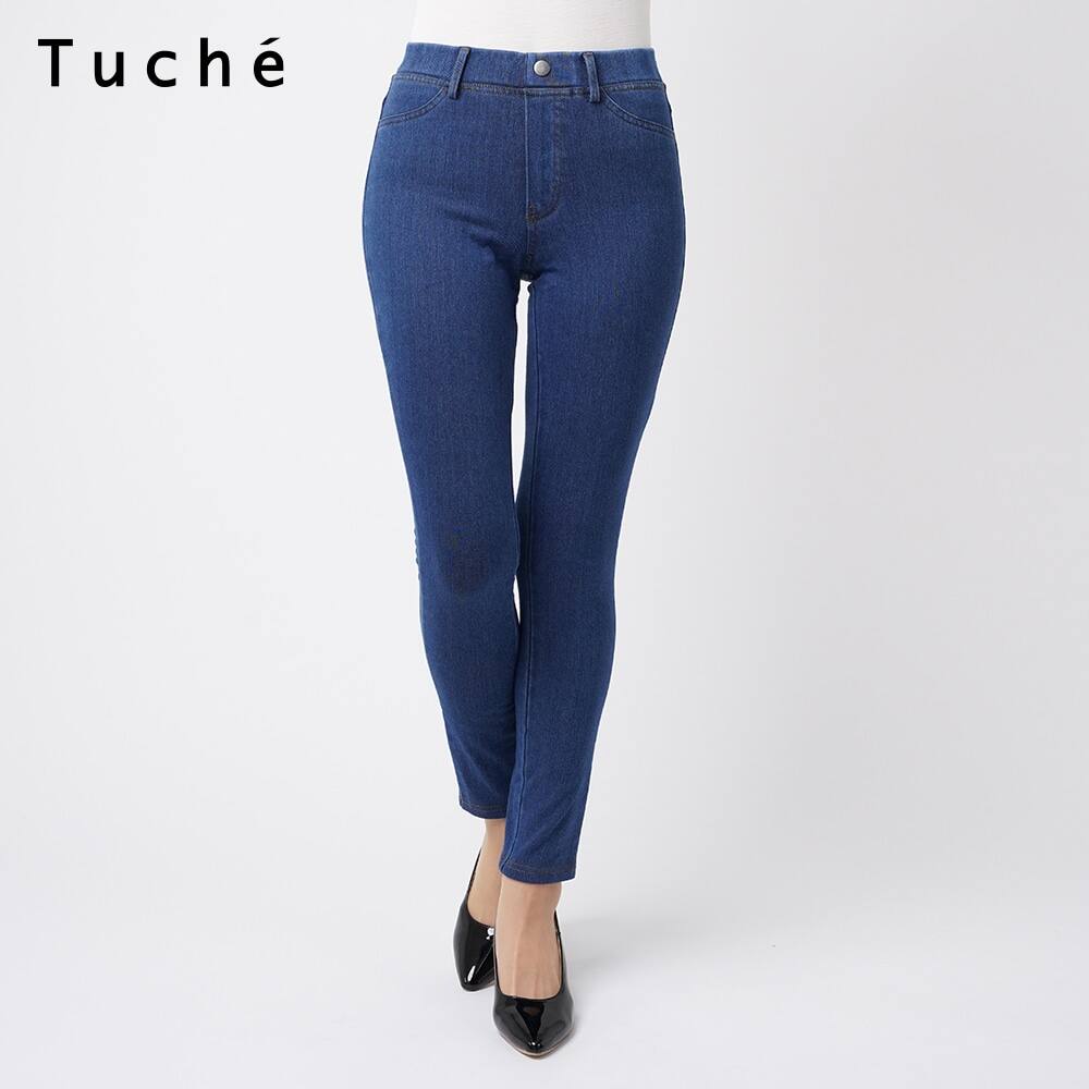 ＜GUNZE グンゼ＞ 20%OFF！Tuche(トゥシェ) ニットデニム裏起毛スキニーパンツ（レディース）【SALE】 ネービー M