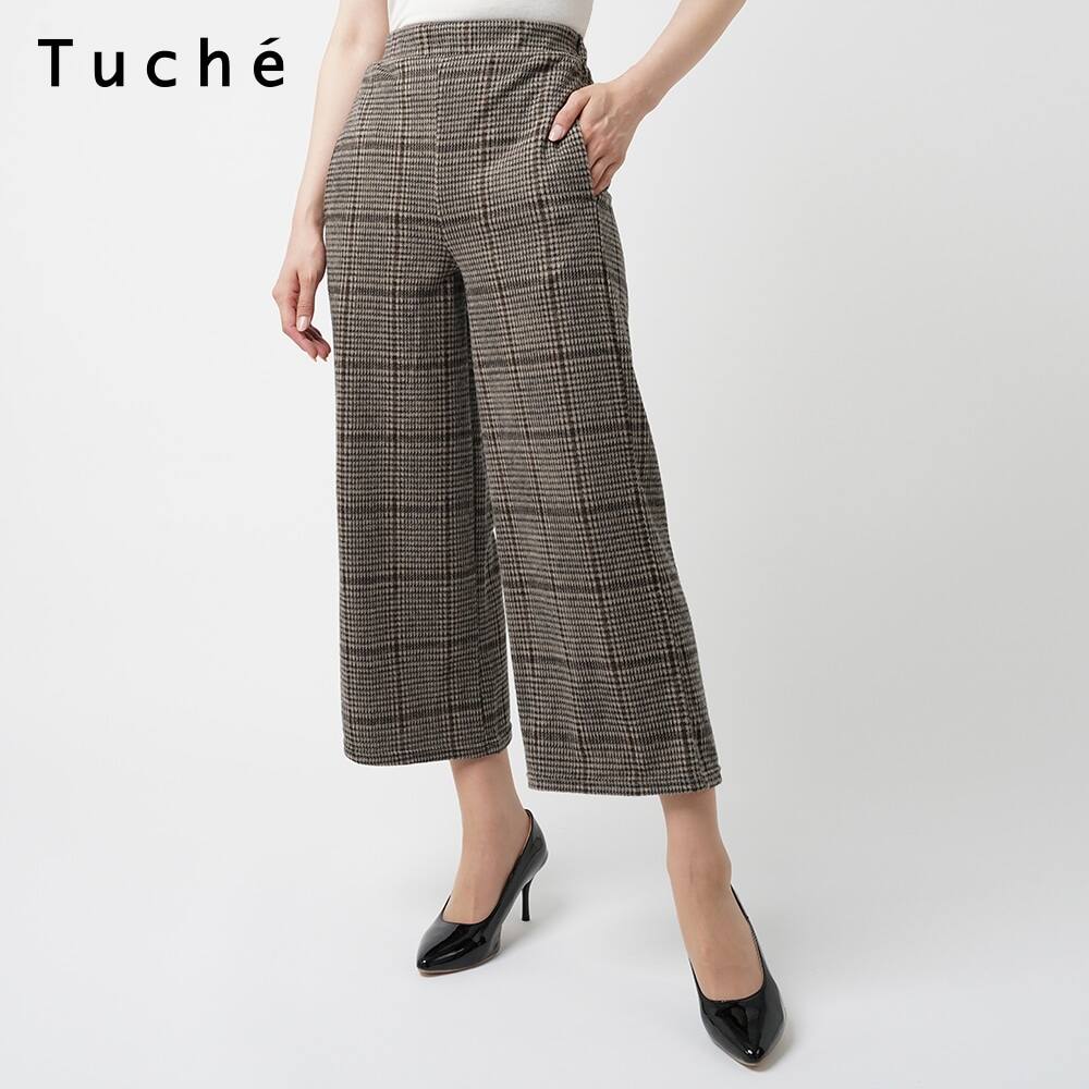 ワイドパンツ 千鳥チェック柄 レディース Tzn634 レディース