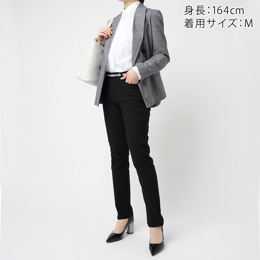 レーヨン混裏起毛ストレートパンツ レディース Sale S ブラック レディース