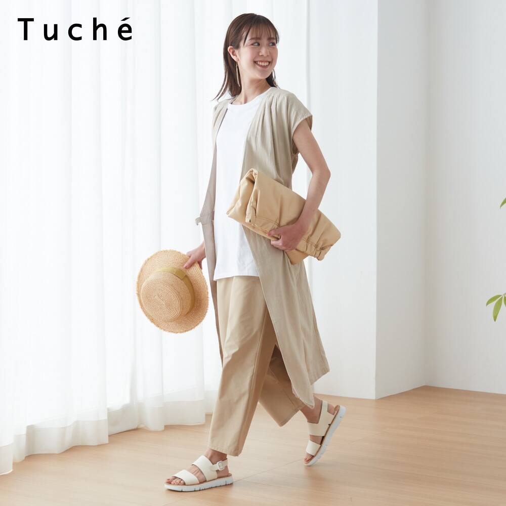 ワイド 冷脚 冷感軽量素材ワイドパンツ レディース Tzp652 レディース アウターパンツ