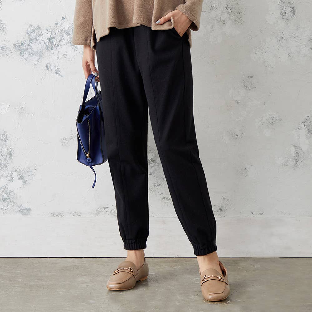 【ジョガー】ふんわり微両面起毛パンツ【SALE】 TZU666 ブラック