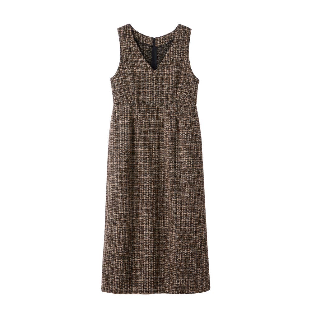 【7DAYS LOOKS】ツイードワンピース【SALE】 TZW655 ミックスブラウン