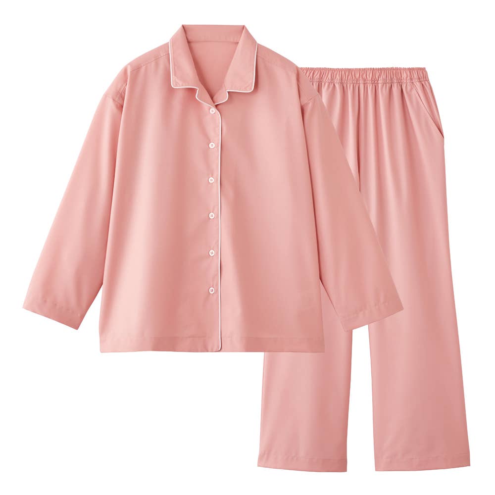 【上下セット・長袖】テーラードパジャマ【SALE】 TZX695 ペイルピンク