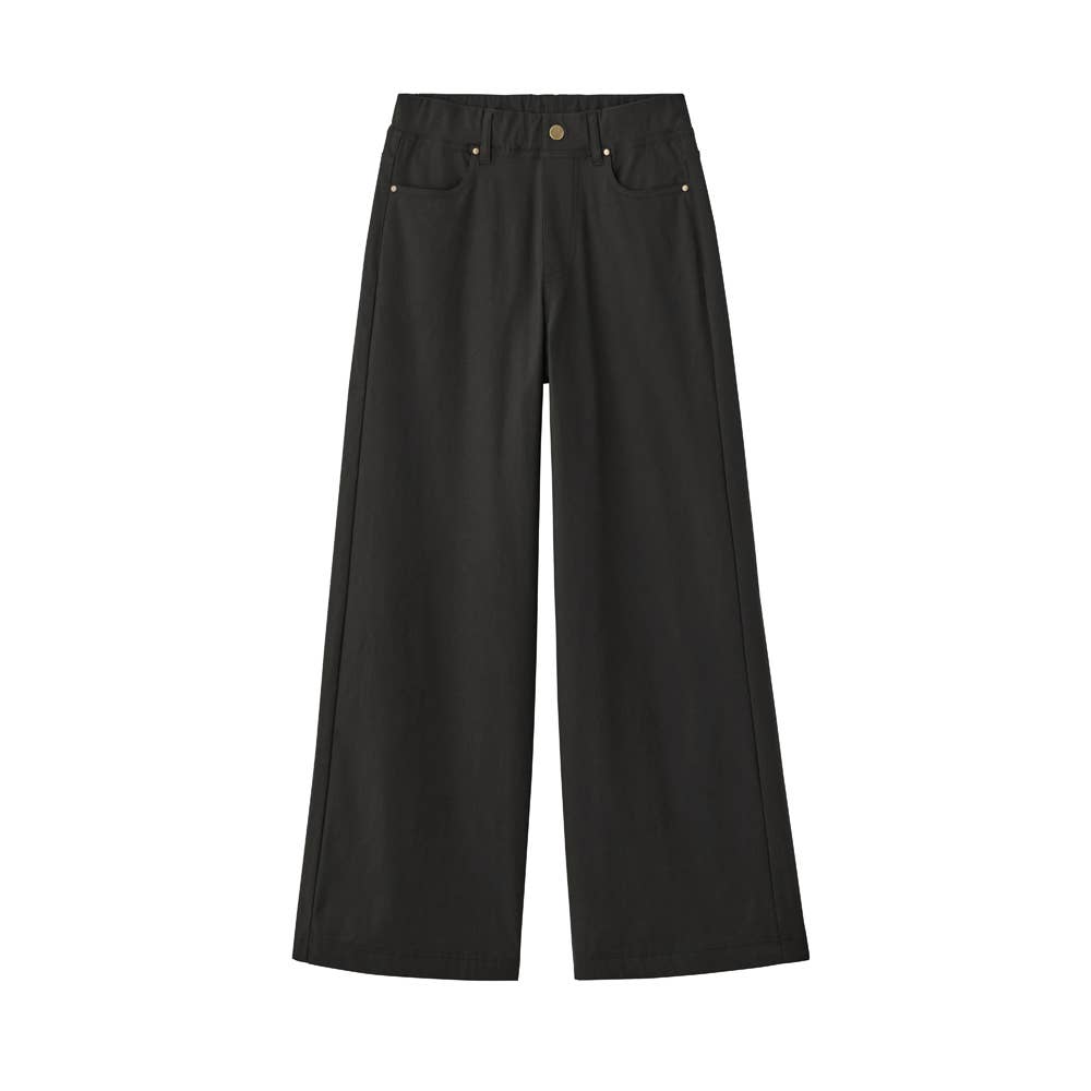 【ワイド】ストレッチ綿混パンツ TZY90K ブラック