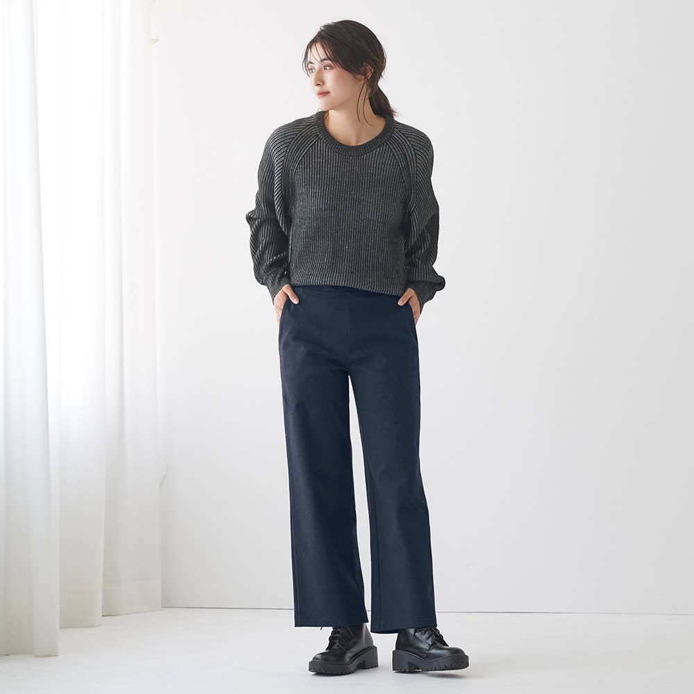 【ワイド・裏起毛】ウールライクパンツ TZY93K E2