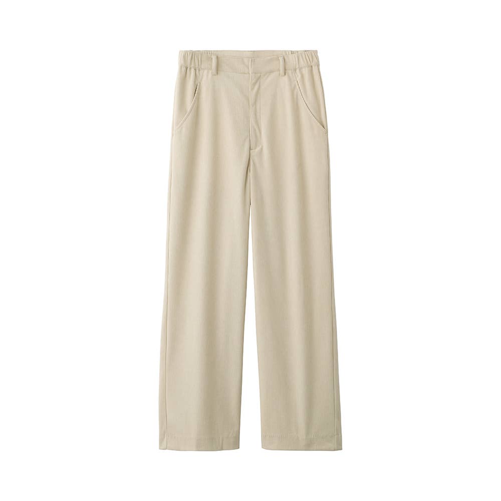 【ワイド】コーデュロイ前あきパンツ TZY95K アイボリー