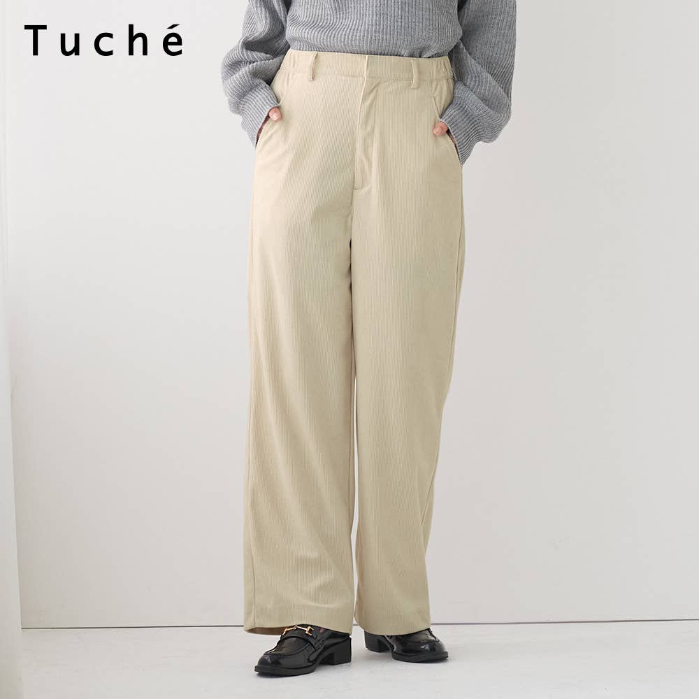 【ワイド】コーデュロイ前あきパンツ
