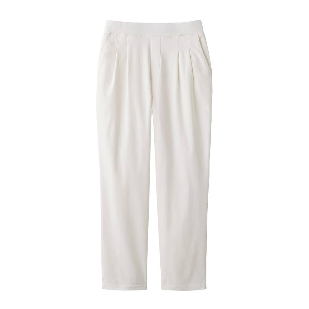 【テーパード・裏起毛】レーヨン混パンツ TZY99K オフホワイト