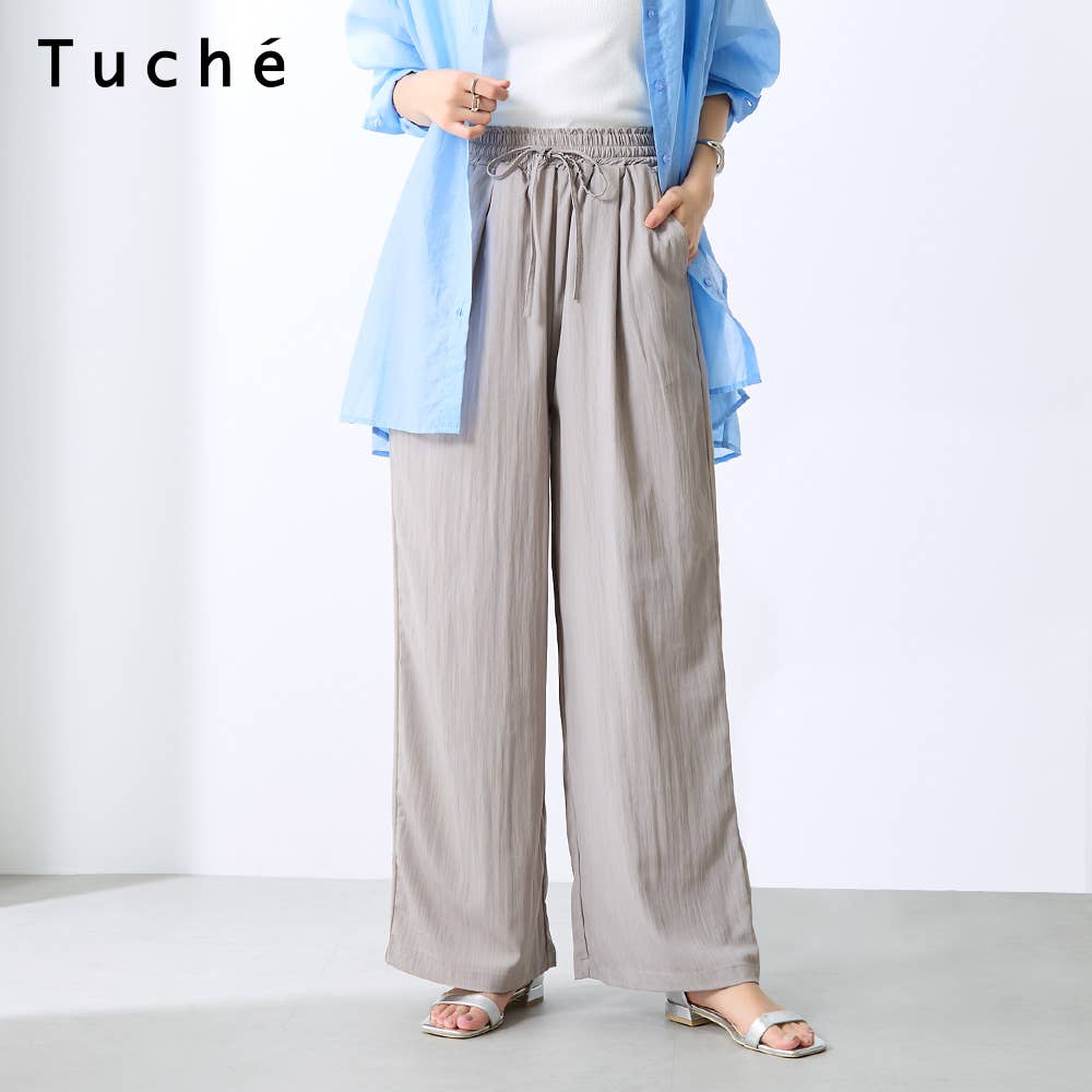 【冷感・ワイド】ワッシャーパンツ