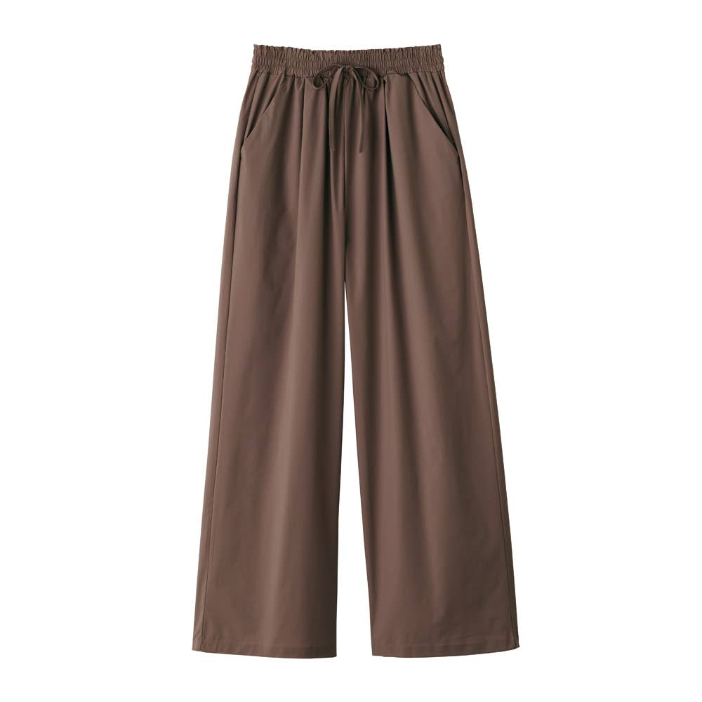 【冷感・ワイド】軽量ストレッチパンツ TZZ633 ダークブラウン