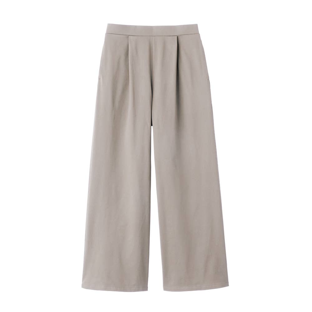 【メッシュ・ワイド】ストレッチパンツ TZZ68K グレーシュベージュ