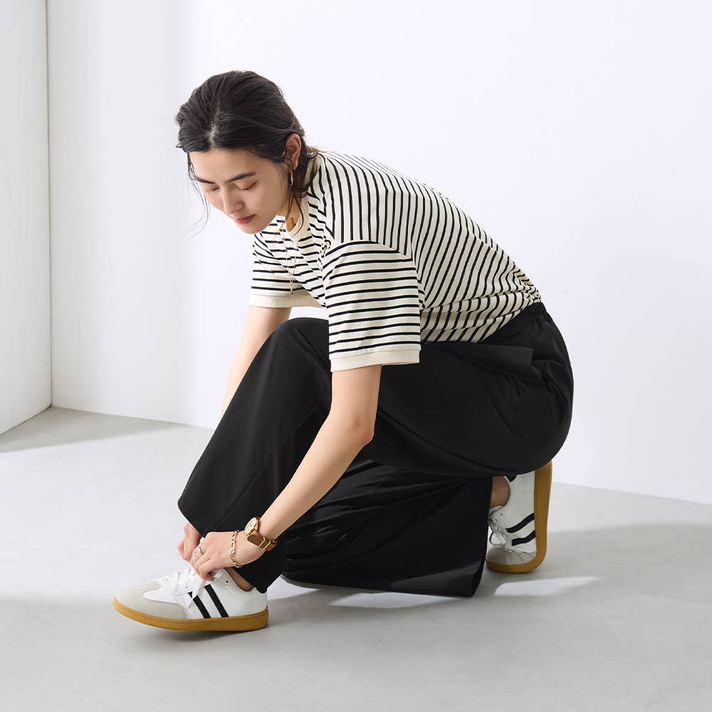 メッシュ・ワイド】ストレッチパンツ【SALE】 TZZ68K :レディース