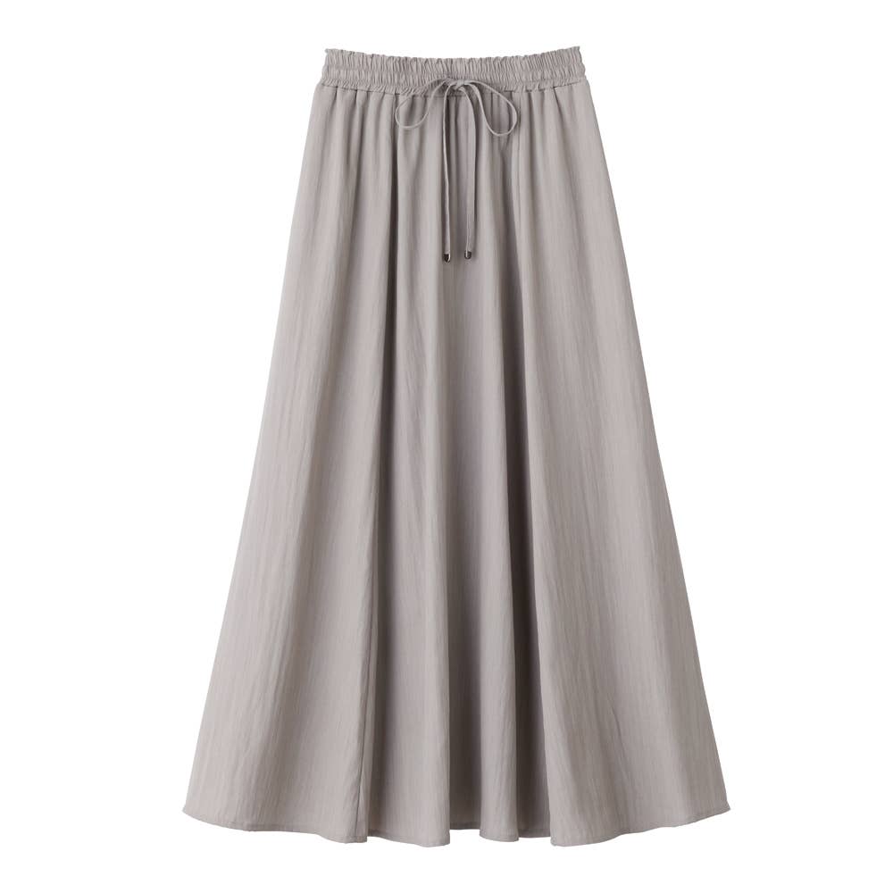 【冷感・ワイド】ワッシャー フレアスカート TZZ69K ライトグレー