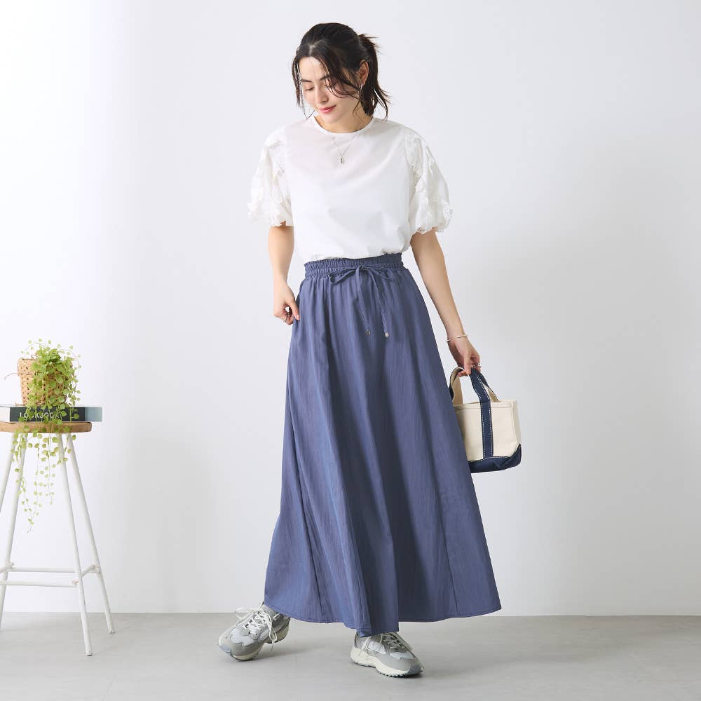 【冷感・ワイド】ワッシャー フレアスカート TZZ69K E1