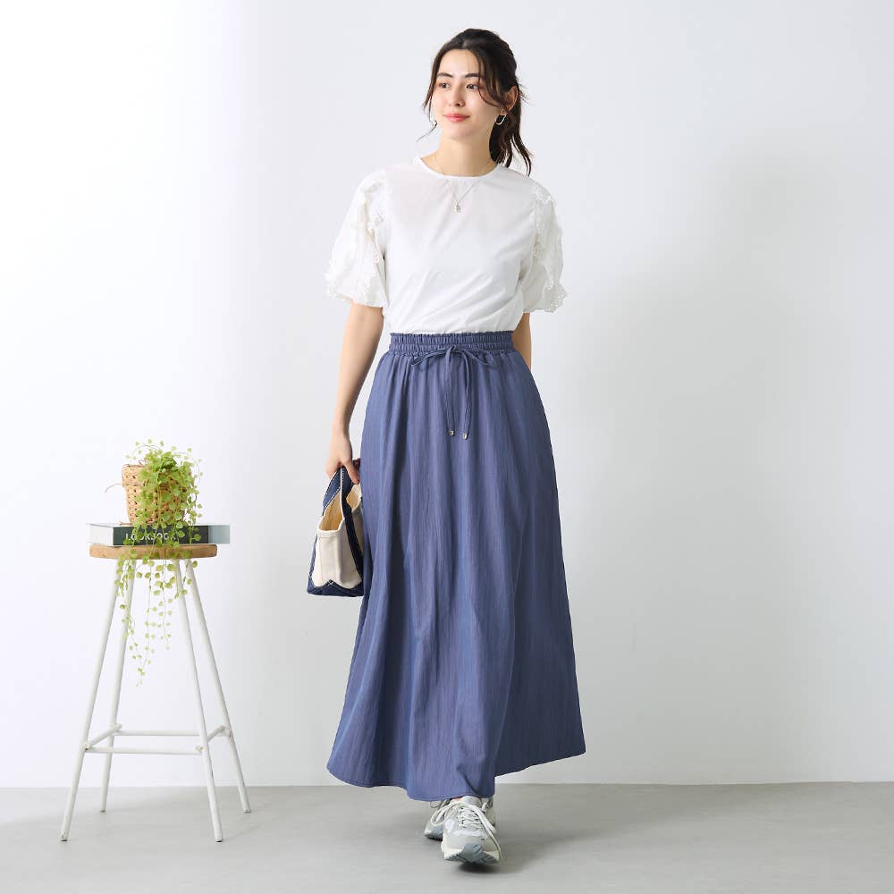 【冷感・ワイド】ワッシャー フレアスカート TZZ69K E2