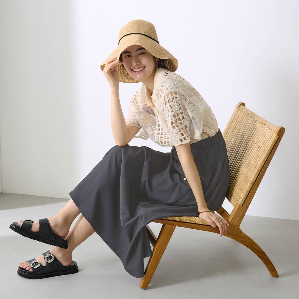 【冷感・ワイド】ワッシャー フレアスカート TZZ69K E4