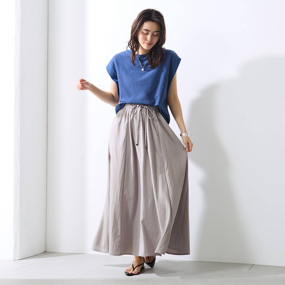 【冷感・ワイド】ワッシャー フレアスカート TZZ69K E5