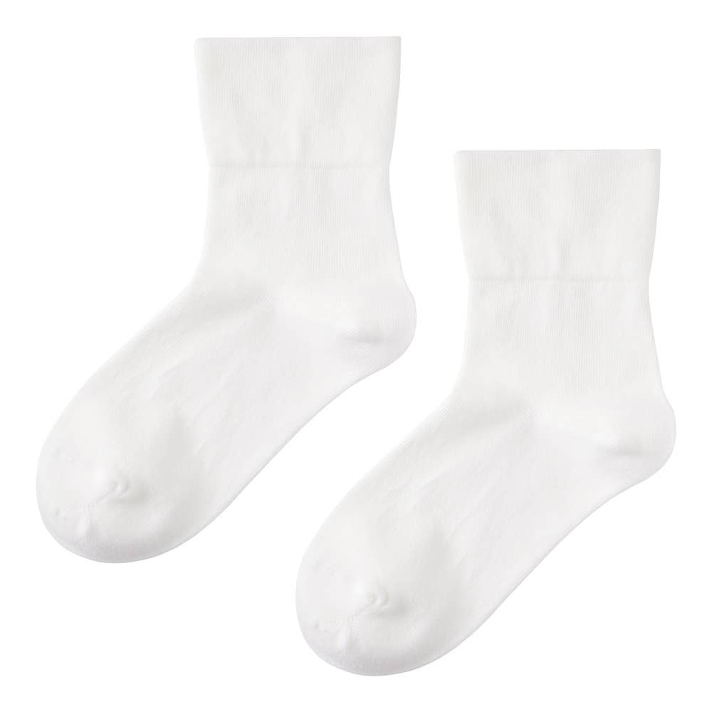 【表側綿100%】履きくちゴムなし無地ソックス ZGV502 ホワイト