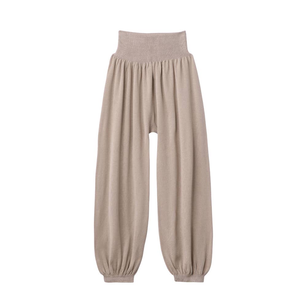 【表側綿100%・シルク】ふんわりガーゼのペチパンツ ロング丈 ZGX903 グレーシュベージュ