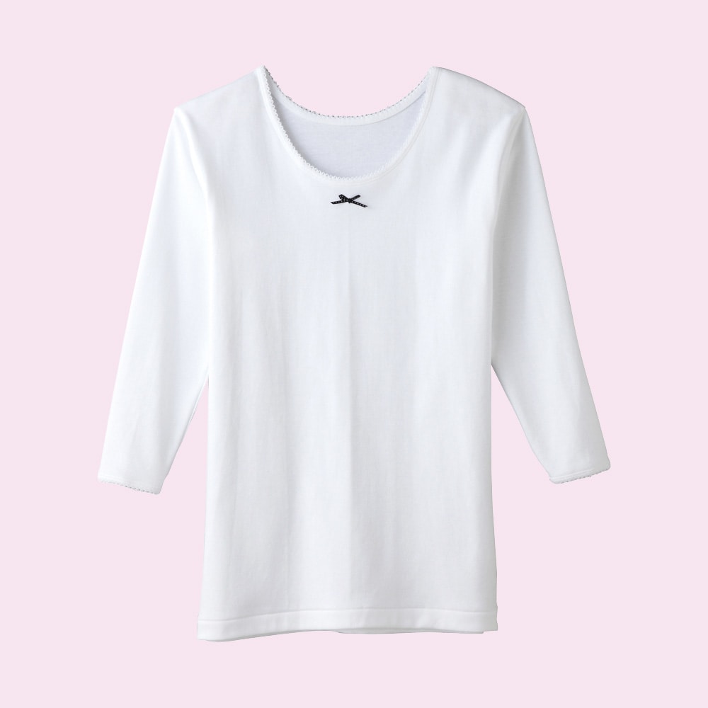 厚地】９分袖シャツ(2枚組)(子供100～160ｃｍ)(女の子) AF2280B: キッズ
