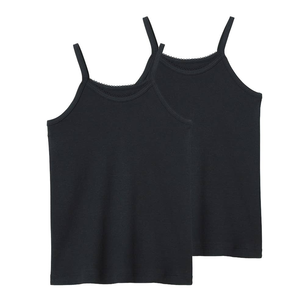 【綿100％】キャミソール(2枚組)(100~160cm) AF410CEC ブラック