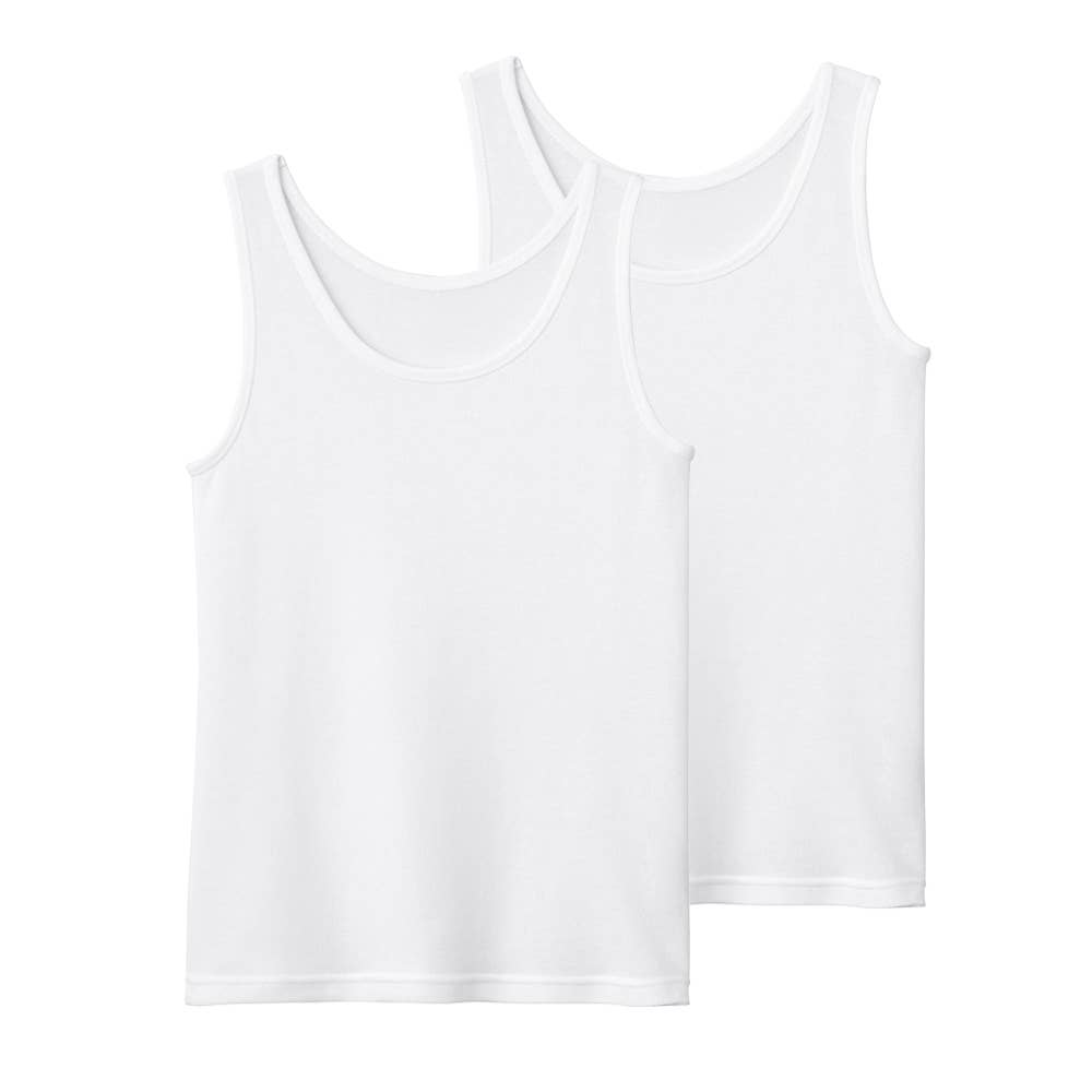 【吸汗速乾/綿混】タンクトップ(2枚組)(100~160cm) AFA250EC ホワイト