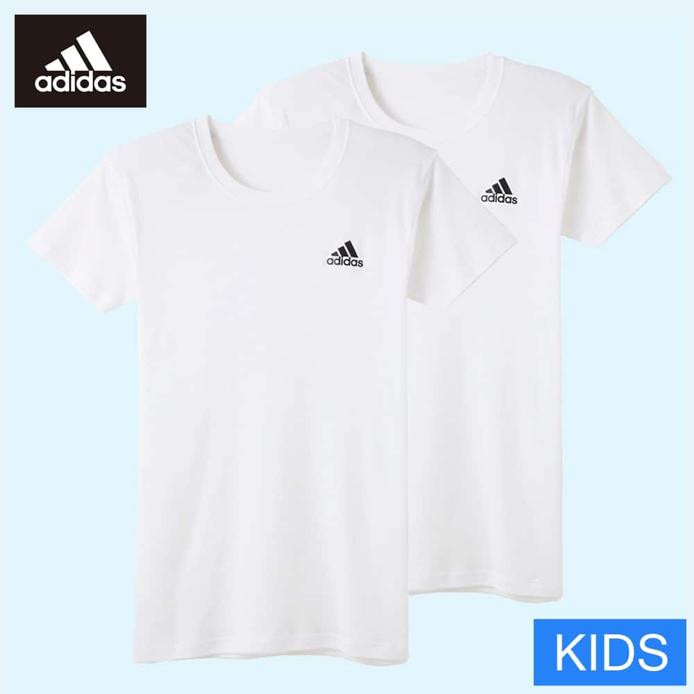 ＜GUNZE グンゼ＞ キッズ adidas(アディダス) Tシャツ（2枚組）（子供140-160cm）（男の子） ホワイト 140