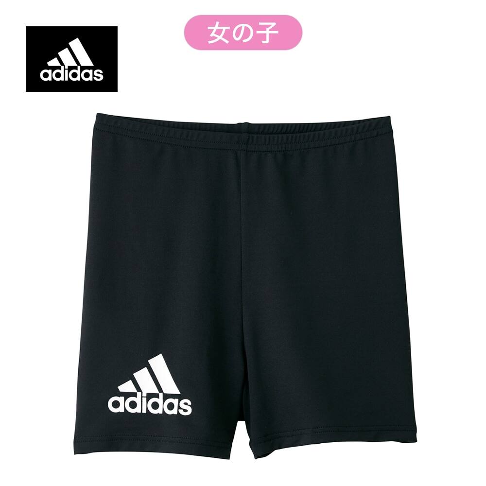 ＜GUNZE グンゼ＞ キッズ adidas(アディダス) スパッツ（1分丈）（子供140-165cm）（女の子） ブラック 140画像