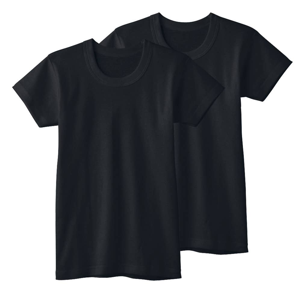 【綿100％】半袖シャツ(2枚組)(100~170cm) BF650CEC ブラック