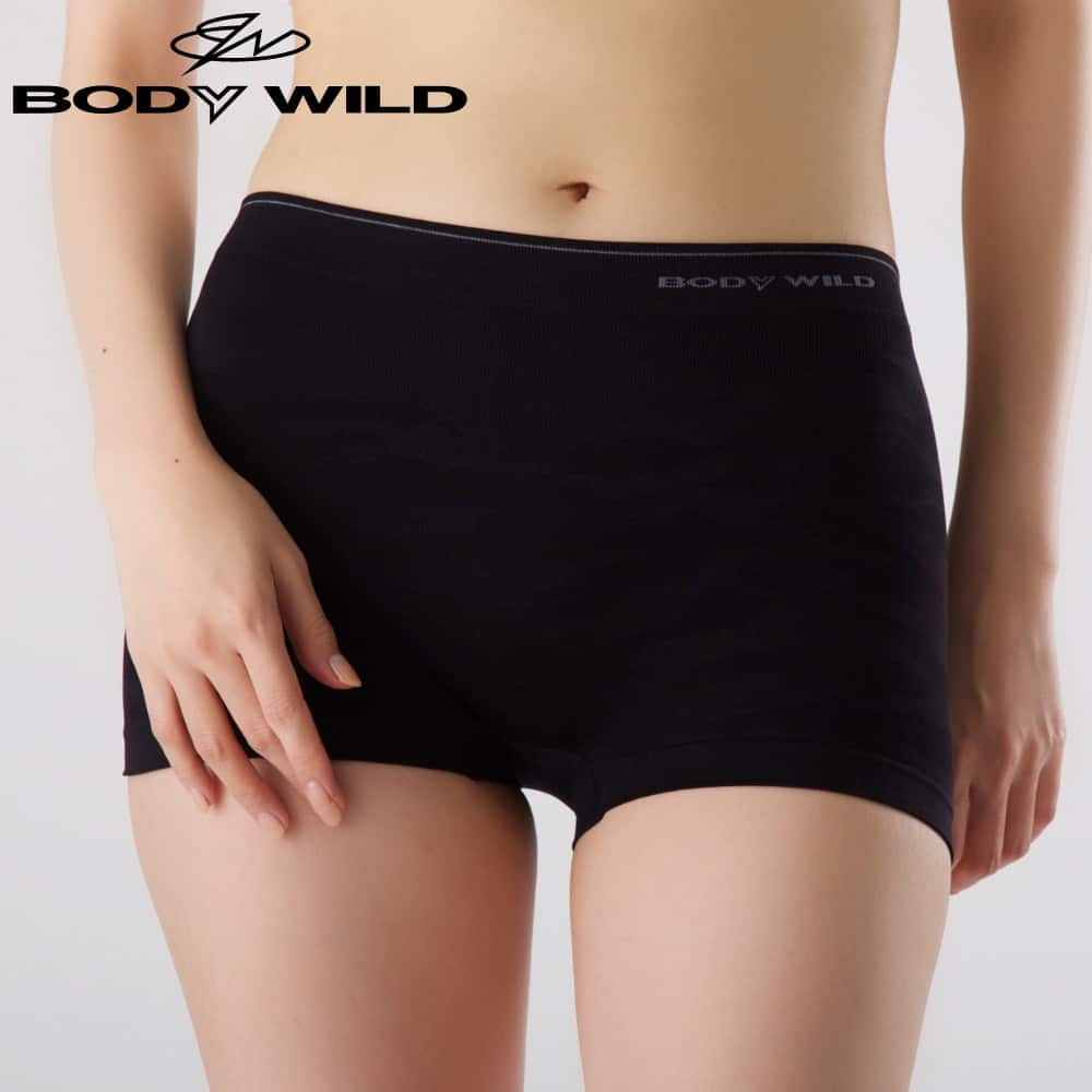 ＜GUNZE グンゼ＞ BODY WILD(ボディワイルド) 【直営店限定】ボクサーパンツ(1分丈)(レディース)(カモフラ柄)【よりどりセール】 ブラック L