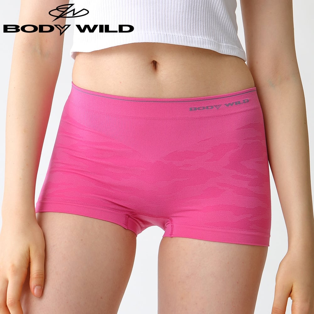  BODY WILD(ボディワイルド) 【直営店限定】ボクサーパンツ(1分丈)(レディース)(カモフラ柄)【よりどりセール】 ブライトピンク M