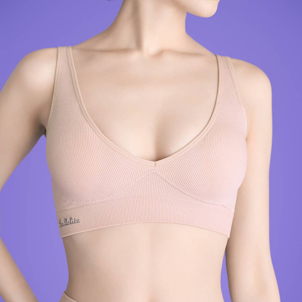 【MASH×GUNZE】ソフトリブハーフトップブラ BL2055B スモークピンク