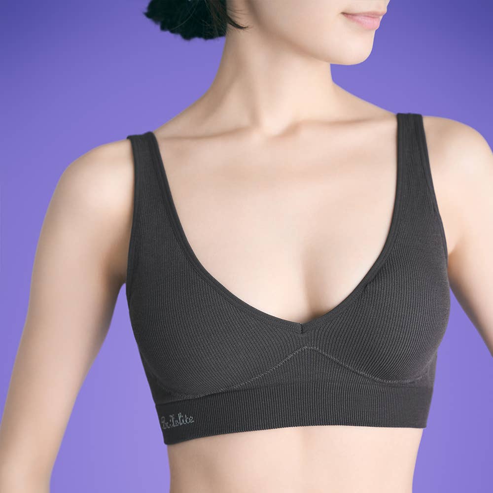 【MASH×GUNZE】ソフトリブハーフトップブラ BL2055B スミクロ