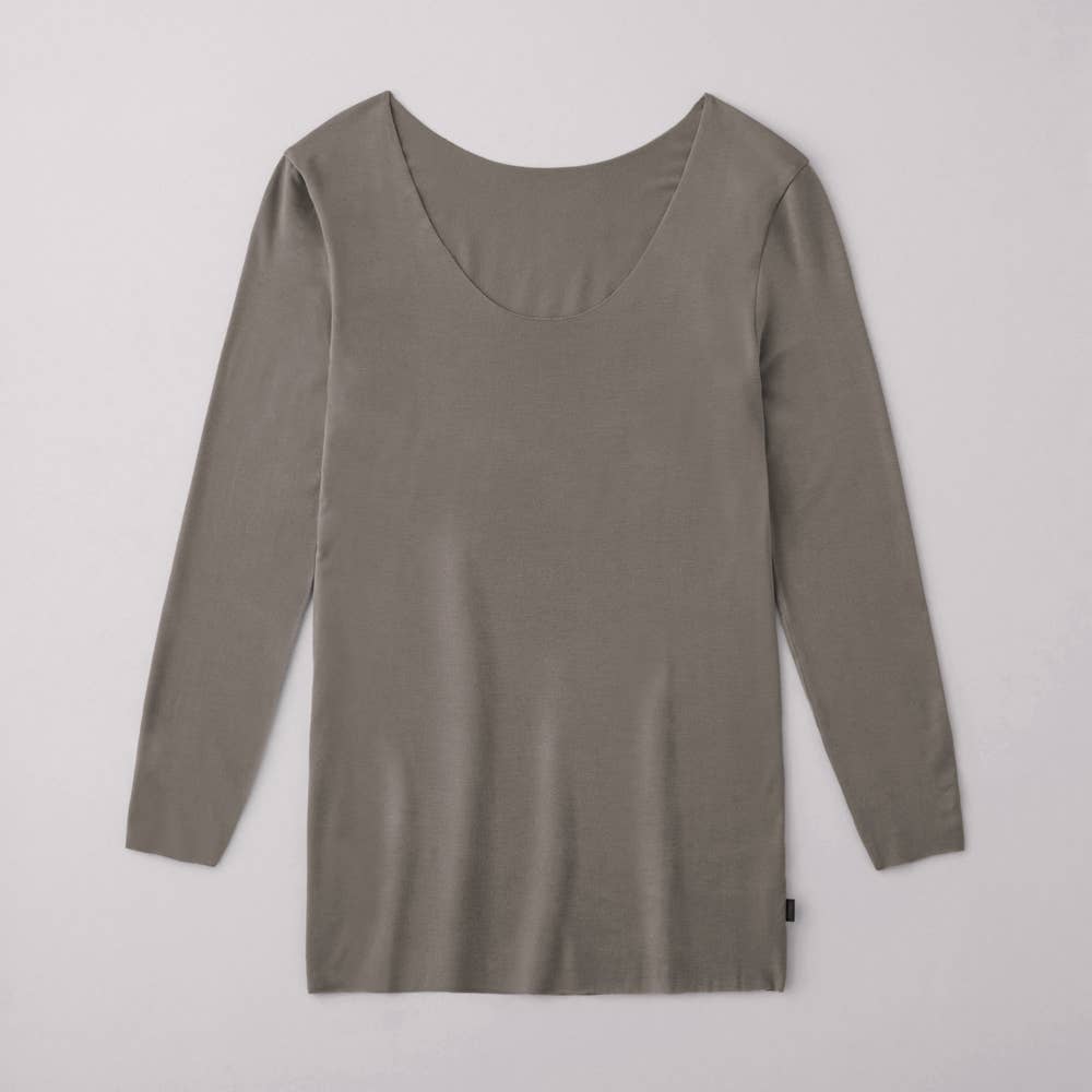 【保温カットオフ】ボートネックロングスリーブ BW1008A チャコールグレー